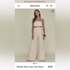 Reformation Cleo linen two piece in oatmeal, 2P. Brand new with tags